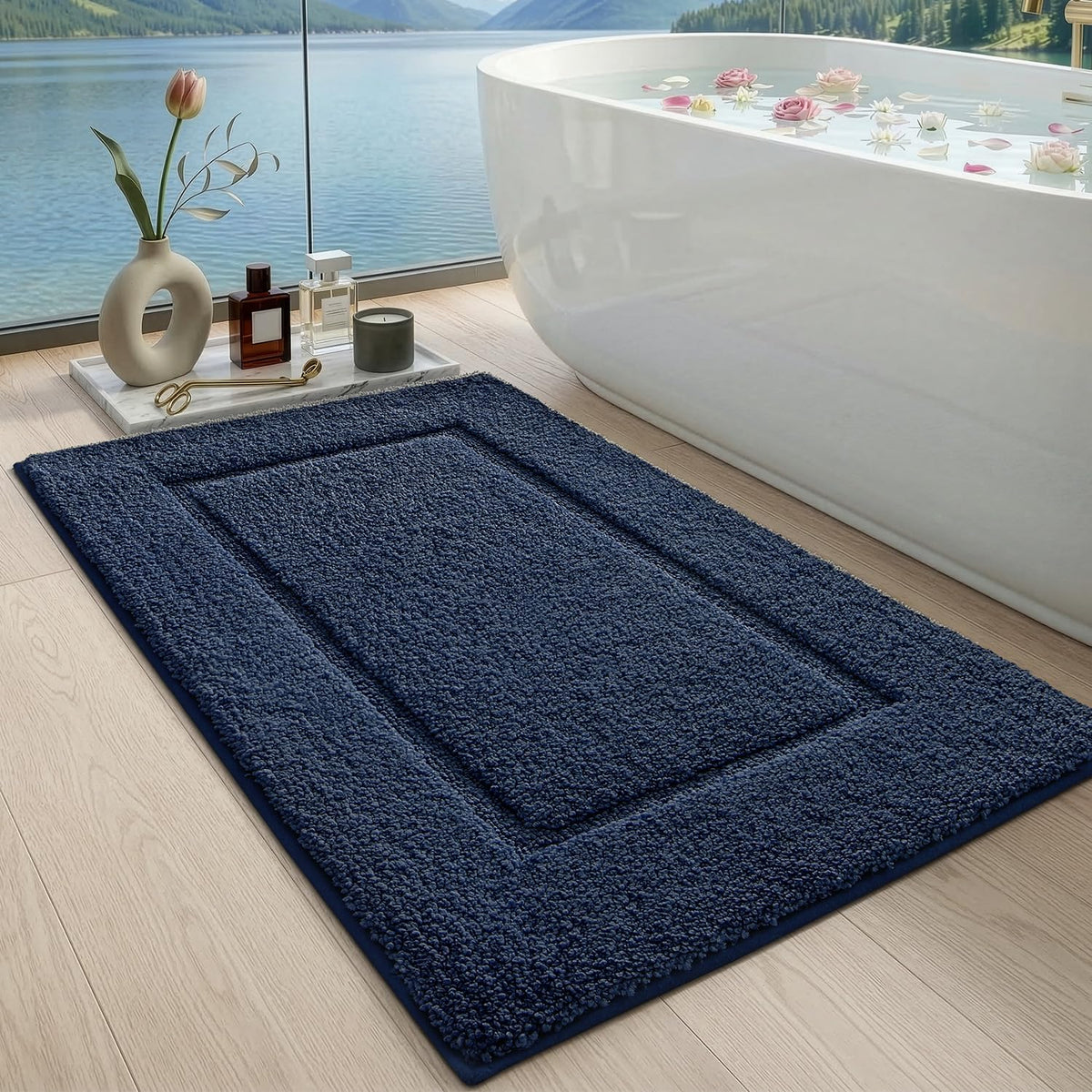 DEXI Bath Mat 24x16, Soft Absorbent Bathroom Rugs Non Slip, White