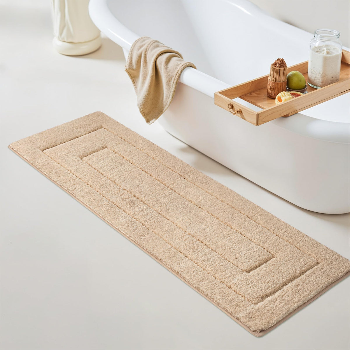 GRANNY SAYS Blue Bathroom Rug 16" x 24", Non-Slip Microfiber Bath Mat