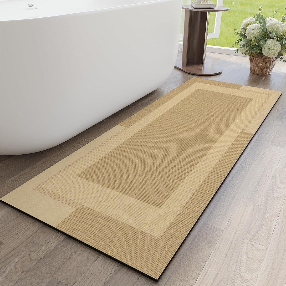 YDKGL Non Slip Bath Mat Thin Bathroom Rugs Fit Under Door Grey 16"x 24"