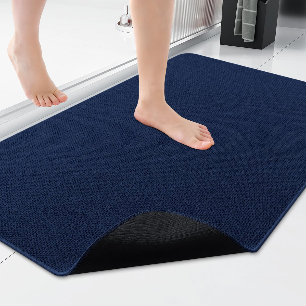Smiry Ultra Thin Bath Mat 27x17, Non Slip Rubber Washable Bathroom Rugs