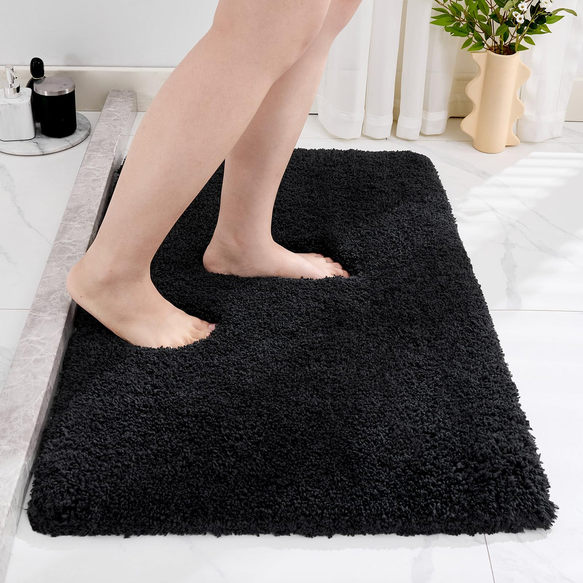 Disolla Gray Bathroom Rugs 17x24, Microfiber Non-Slip Plush Small Bath Mat