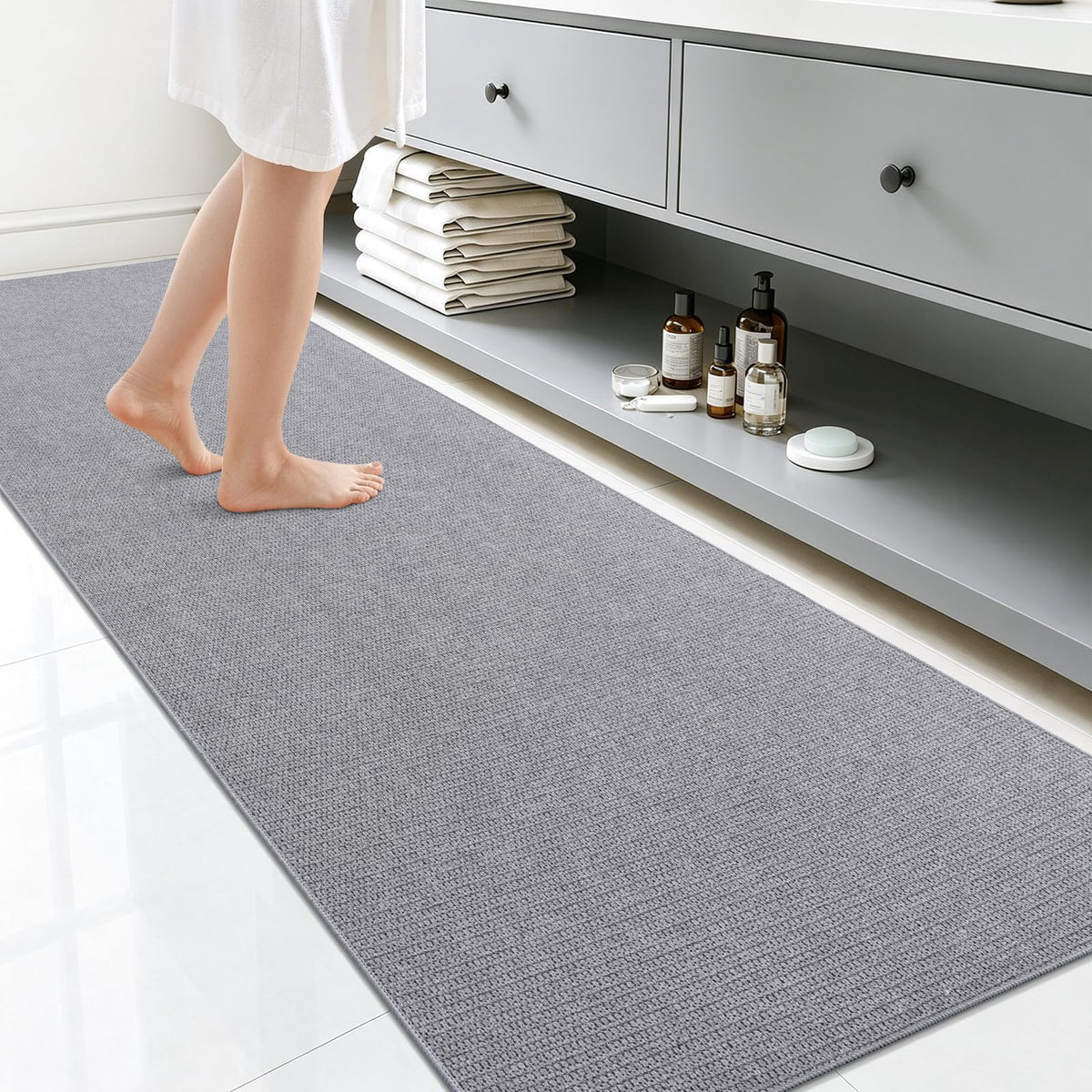Smiry Ultra Thin Bath Mat 27x17, Non Slip Rubber Washable Bathroom Rugs