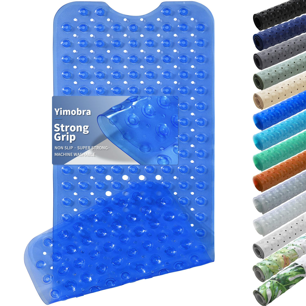 Yimobra White Non Slip Bath Mat for Tub 40x16, Extra Long Bath Tub Mat