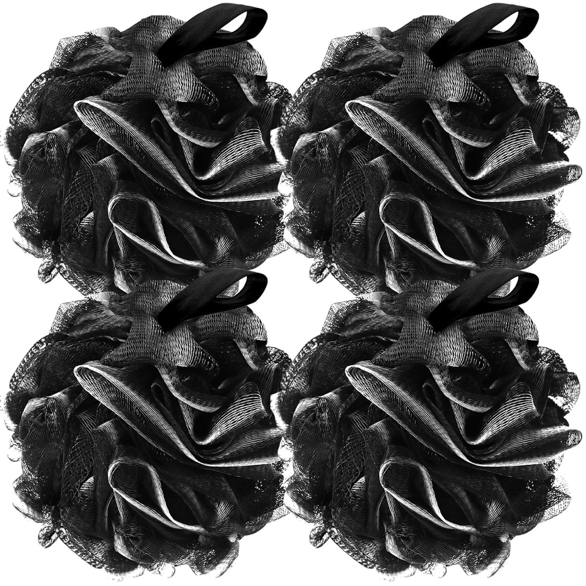 FARMOGA Bath Loofah Sponge Body Scrubber Shower Sponge Exfoliating Mesh Pouf Shower Ball Bath Sponges for Women and Men Bathing Accessories (4Pack 50G Colorful)
