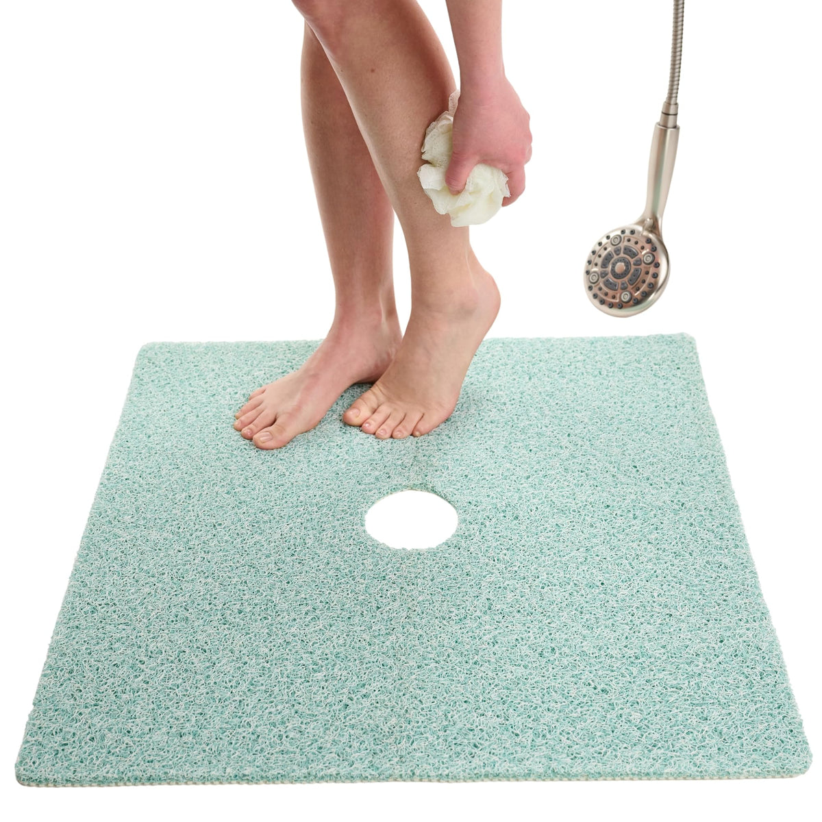 Non Slip Bathtub Mat Shower Mat for Tub - Loofah Bath Mats for Bathroom - 40x16 Bathtub Floor Mat - Textured Anti Slip Bath Mat Without Suction Cups - Secure Mat for Wet Areas (40x16 Pebble Blue)