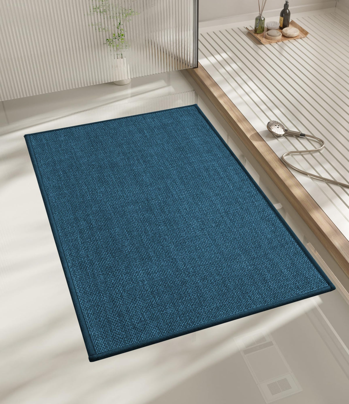 chakme Bathroom Rugs Mat 24x17, Ultra Thin Non Slip Bath Mat Small Quick Dry Absorbent Bath Mat for Bathroom Floor, (Black, 24"x17")