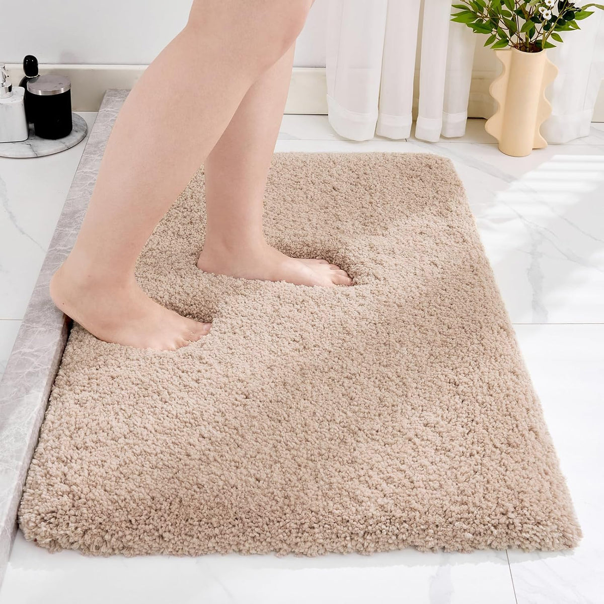 Disolla Gray Bathroom Rugs 17x24, Microfiber Non-Slip Plush Small Bath Mat