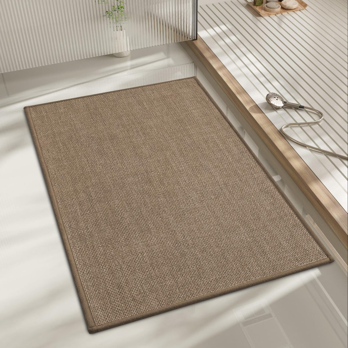 chakme Bathroom Rugs Mat 24x17, Ultra Thin Non Slip Bath Mat Small Quick Dry Absorbent Bath Mat for Bathroom Floor, (Black, 24"x17")