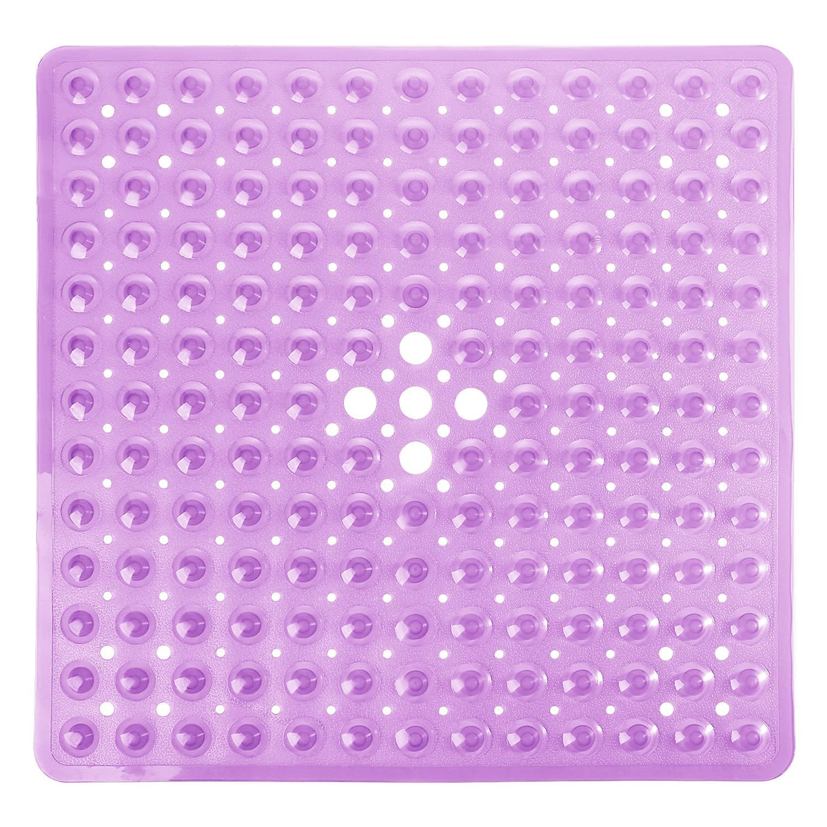 Yimobra Shower Mat 21X21 Inch Square, Non Slip Bathtub Mat with Large Suction Cups&Drain Holes, Soft Fast Dry Shower Stall Mats for Inside Shower, Machine Washable BPA-Free,Bath Essentials, Clear Gray