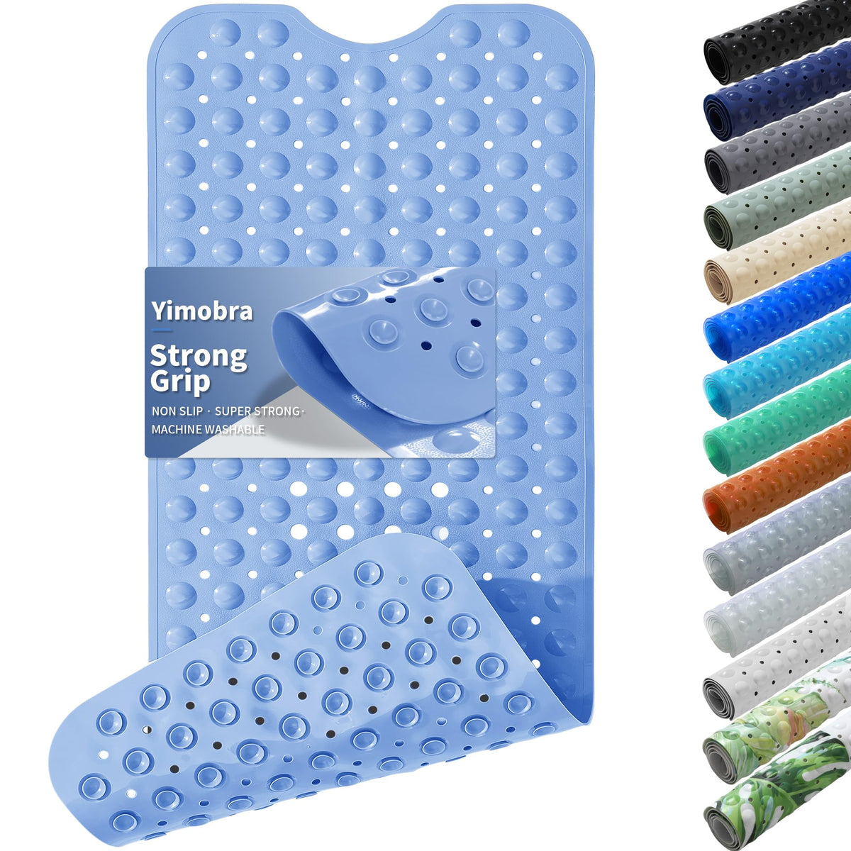 Yimobra White Non Slip Bath Mat for Tub 40x16, Extra Long Bath Tub Mat