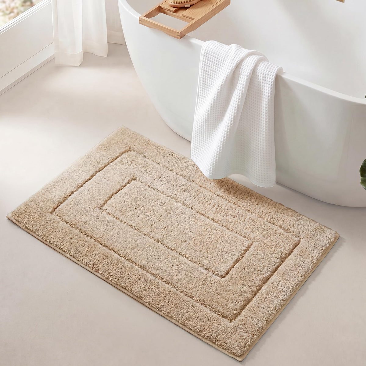 GRANNY SAYS Blue Bathroom Rug 16" x 24", Non-Slip Microfiber Bath Mat