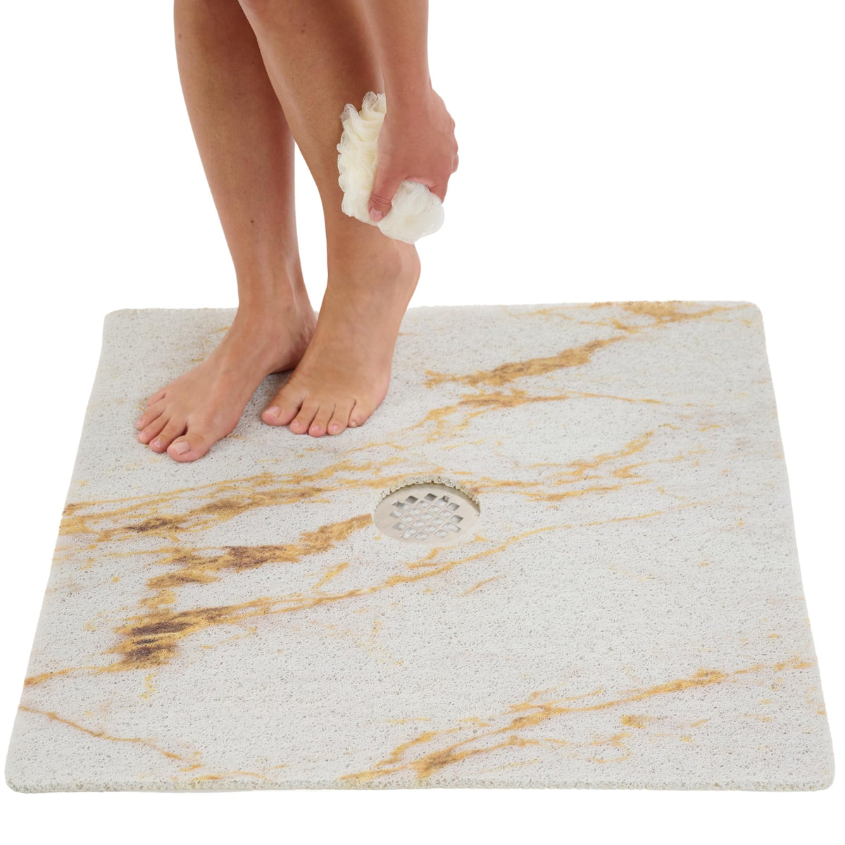 Non Slip Bathtub Mat Shower Mat for Tub - Loofah Bath Mats for Bathroom - 40x16 Bathtub Floor Mat - Textured Anti Slip Bath Mat Without Suction Cups - Secure Mat for Wet Areas (40x16 Pebble Blue)