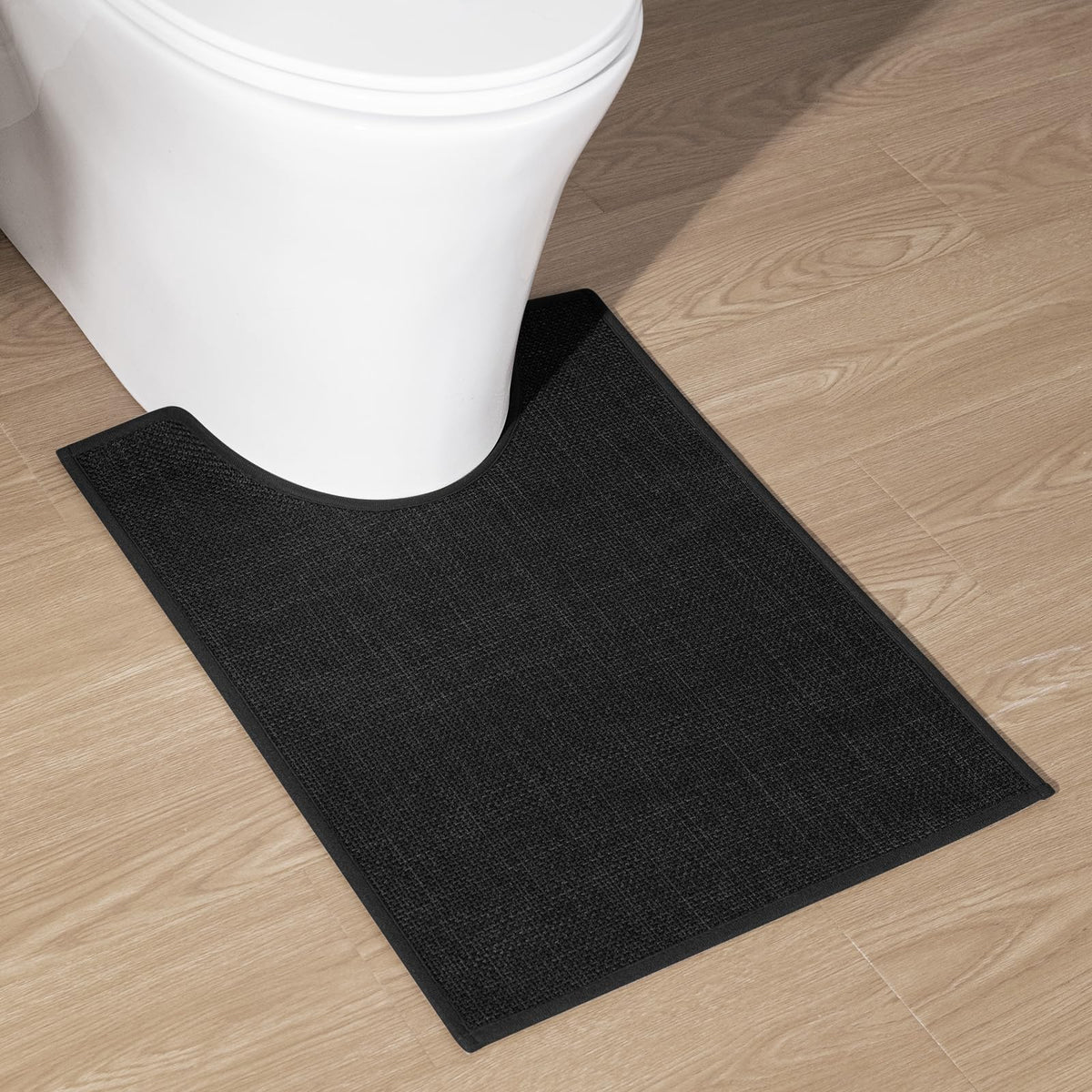 chakme Bathroom Rugs Mat 24x17, Ultra Thin Non Slip Bath Mat Small Quick Dry Absorbent Bath Mat for Bathroom Floor, (Black, 24"x17")