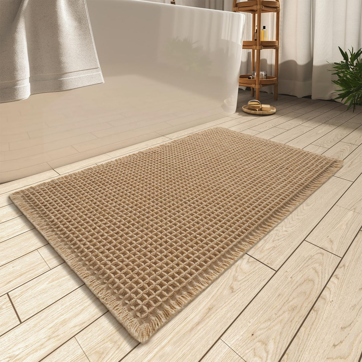 Upgraded Waffle Bath Mat Ultra Absorbent Non Slip Bathroom Mat, 18" x 30"