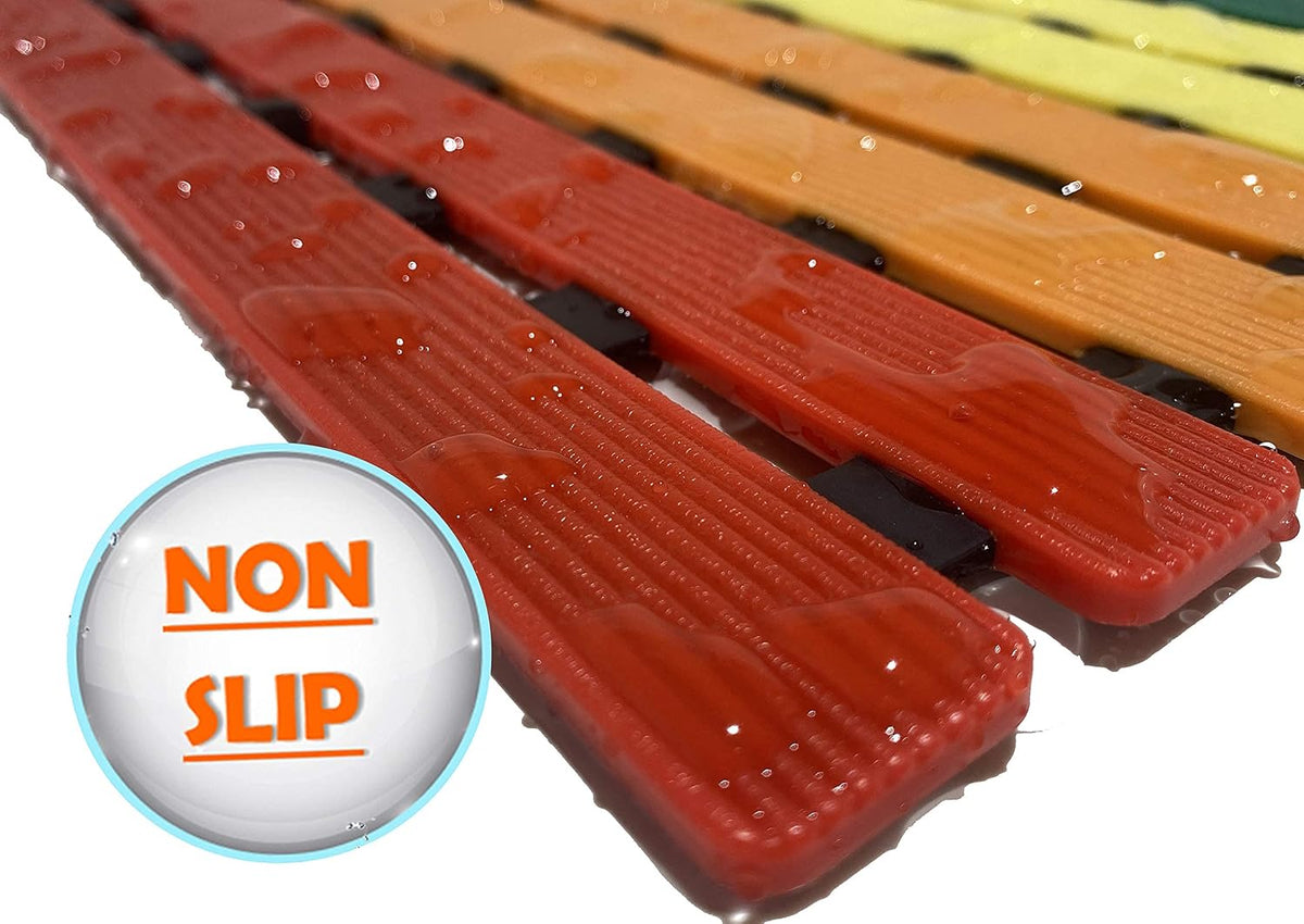 Non Slip Bathtub Mat | Double-Layered Shower Floor Mat with Suction Cups | EZ-Dry Construction | Non-Toxic, BPA, Latex, Phthalate, PVC Free (Rainbow)