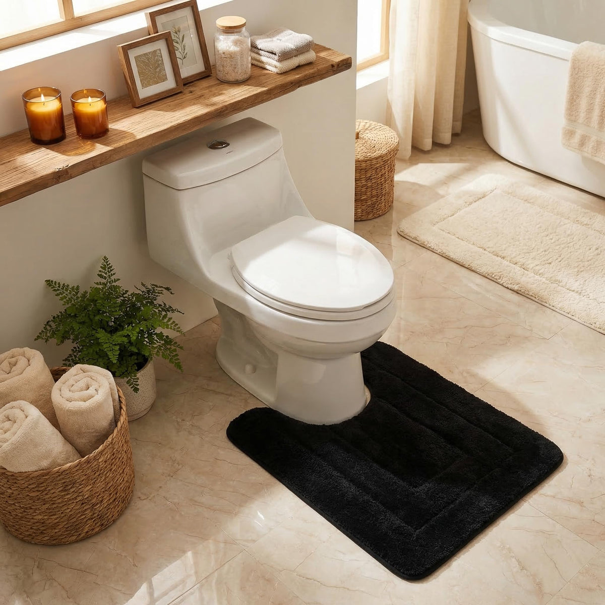 GRANNY SAYS Blue Bathroom Rug 16" x 24", Non-Slip Microfiber Bath Mat