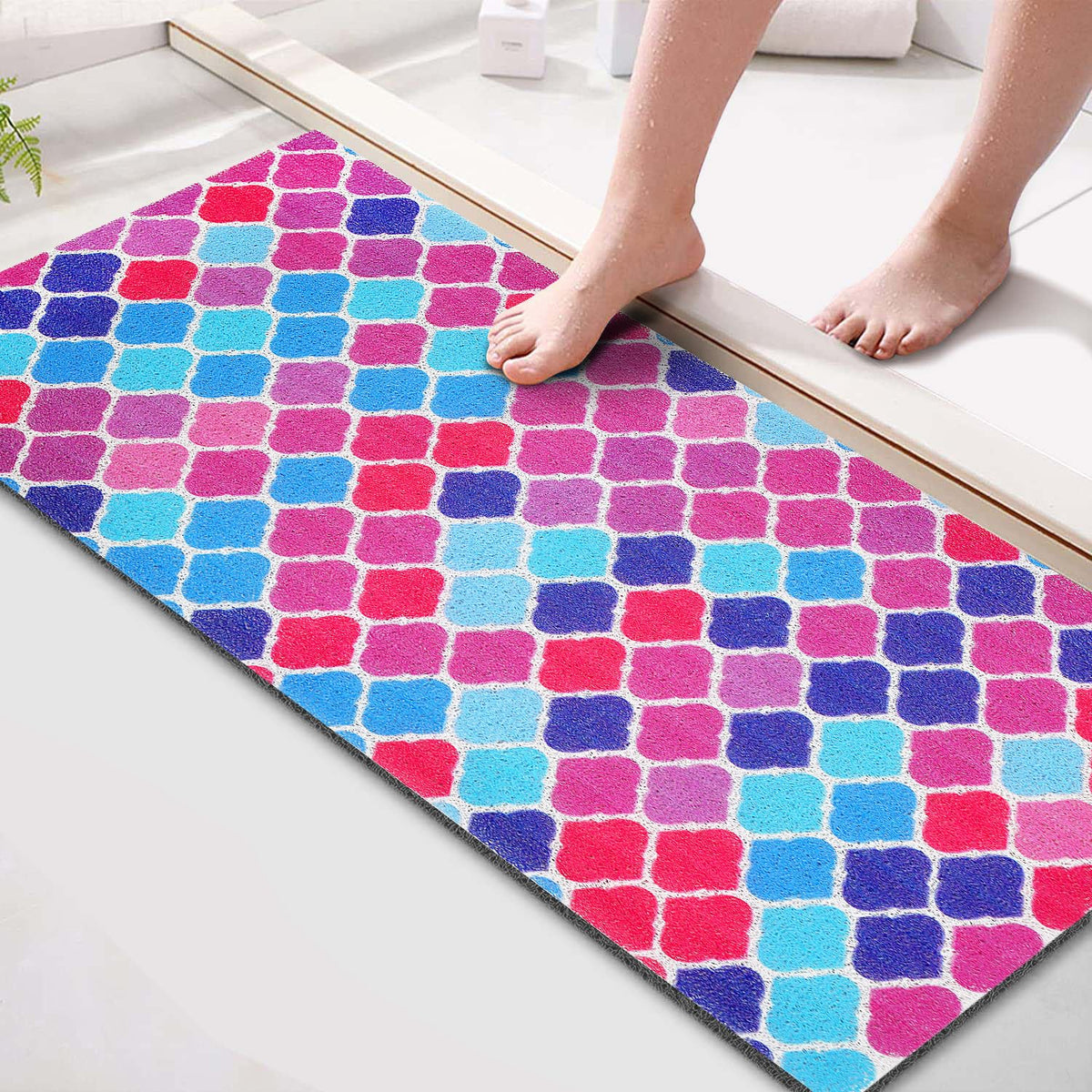 godehone Shower Mats Non Slip Without Suction Cups, PVC Loofah Bathroom Mats, Loofah Mats for Shower and Bathroom, Quick Drying, 15.7× 36 Inch, Beige