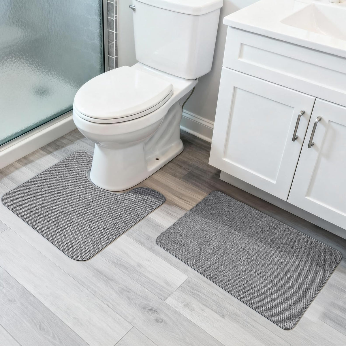 Bath Mat,Ultra Thin Bathroom Rugs,Rubber Bath Mats for Bathroom,No Slip Bath Rugs,Quick Dry,Machine Washable,Low Pile,Absorbent,Shower Outside,Sink,Home Decor Accessories.Blue,1'5"x2'3"(17x27inch)