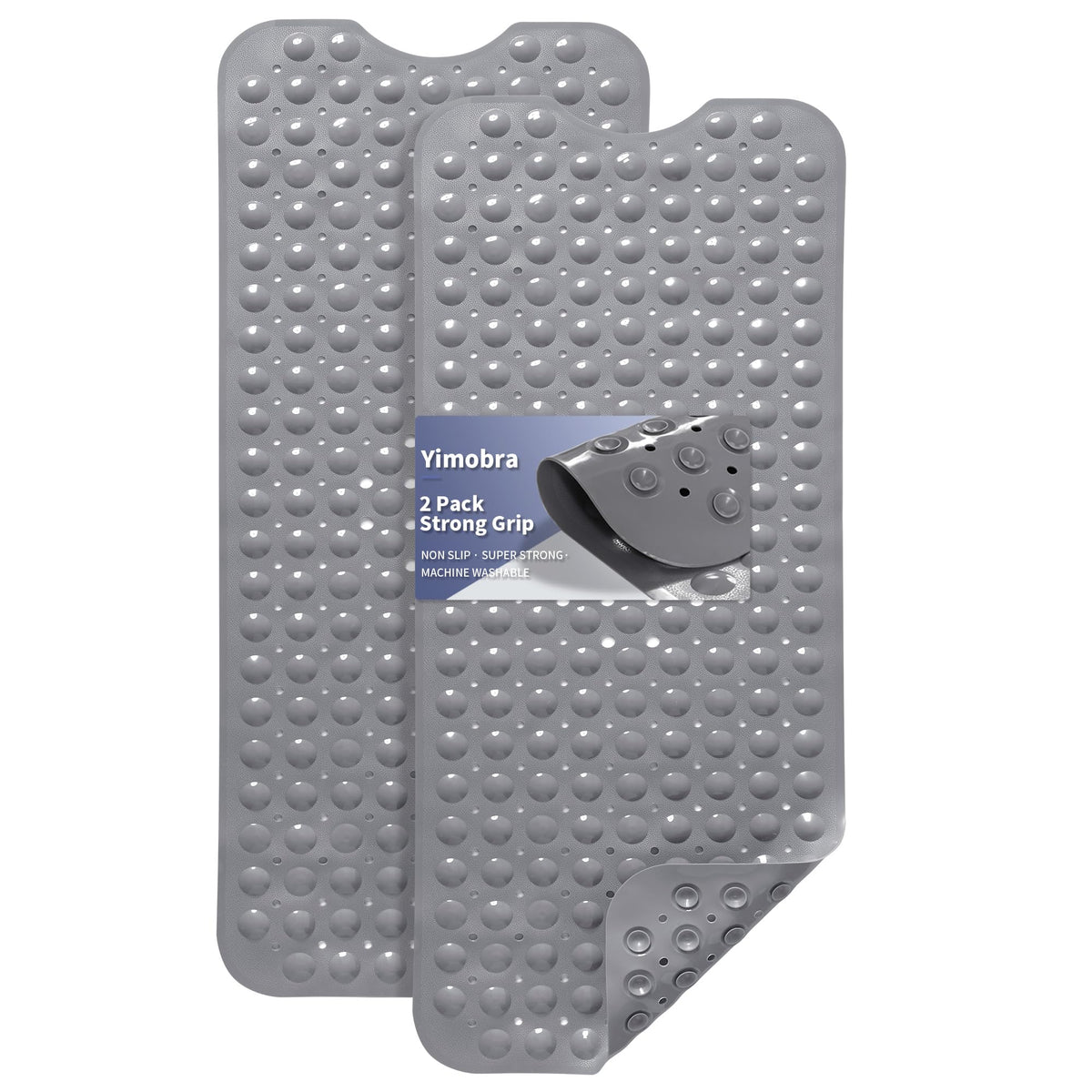 Yimobra White Non Slip Bath Mat for Tub 40x16, Extra Long Bath Tub Mat