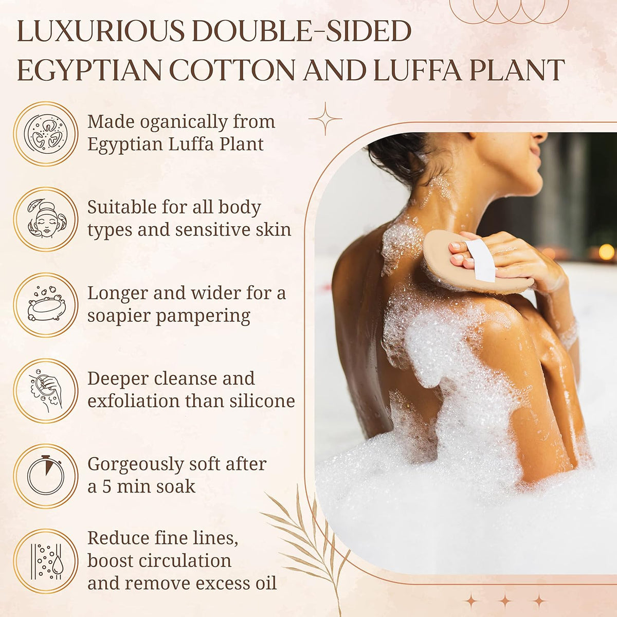 SERRENTO Loofah Body Scrubber Set - Egyptian Luffa Shower Sponge 2 Count