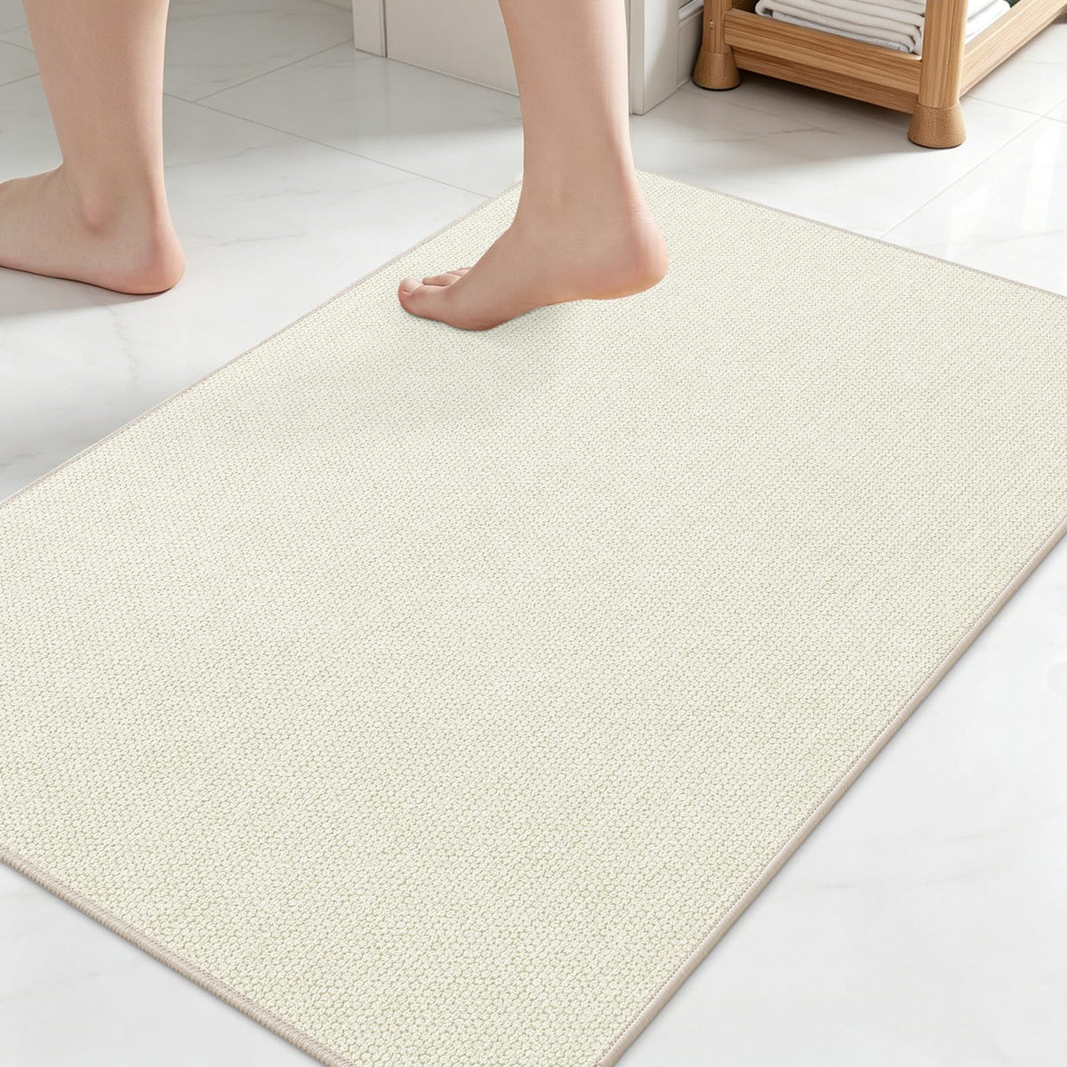 Smiry Ultra Thin Bath Mat 27x17, Non Slip Rubber Washable Bathroom Rugs