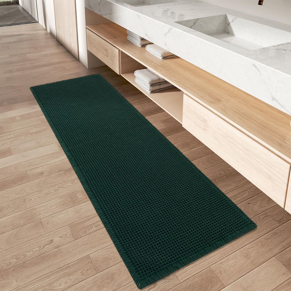 Upgraded Waffle Bath Mat Ultra Absorbent Non Slip Bathroom Mat, 18" x 30"