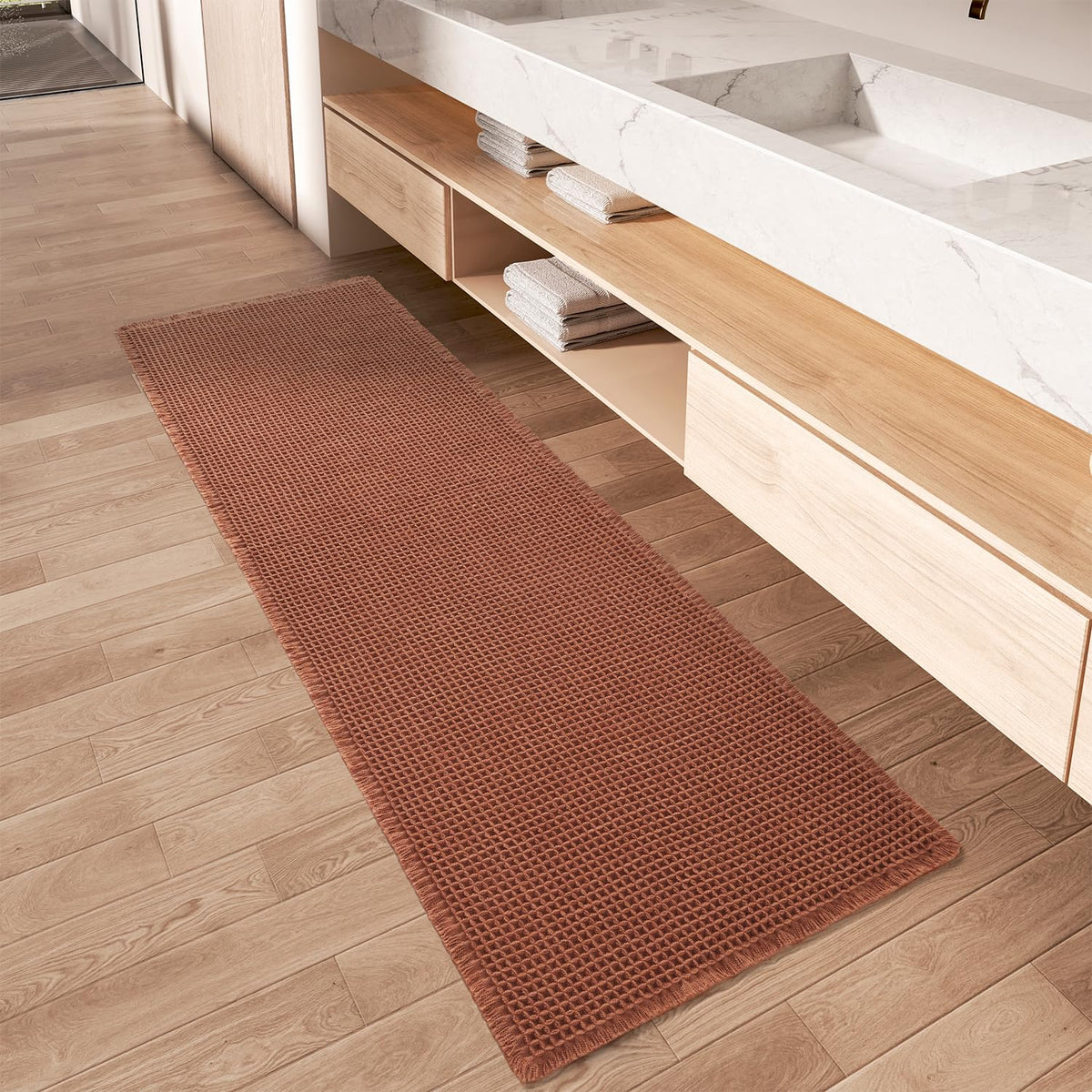 Upgraded Waffle Bath Mat Ultra Absorbent Non Slip Bathroom Mat, 18" x 30"