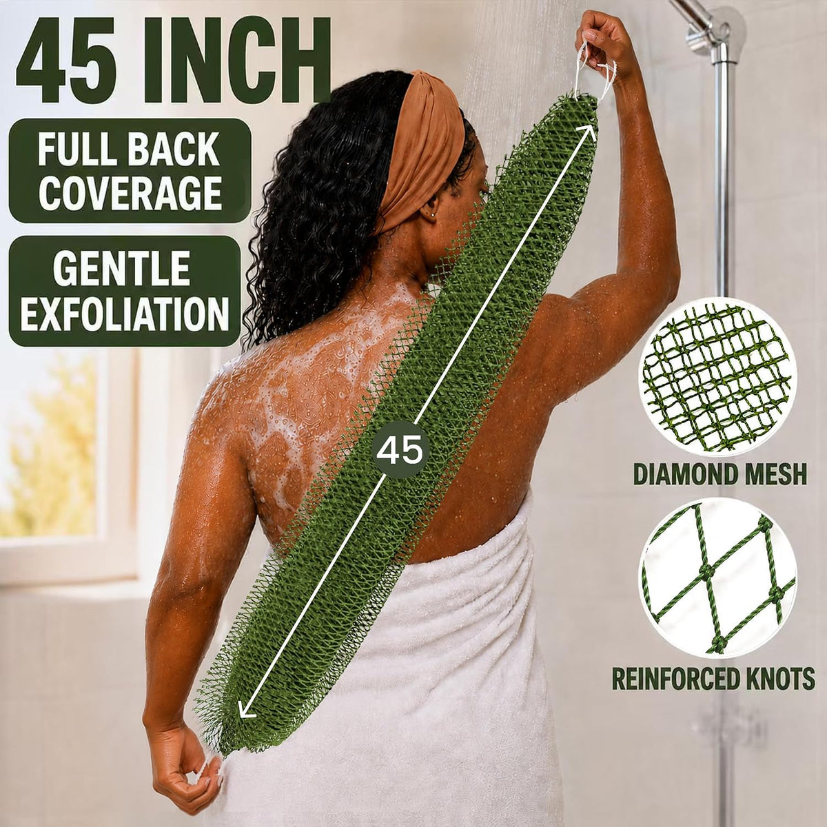 SubSahara African Net Sponge, 2 Pack 45-Inch Exfoliating Bath Scrubber