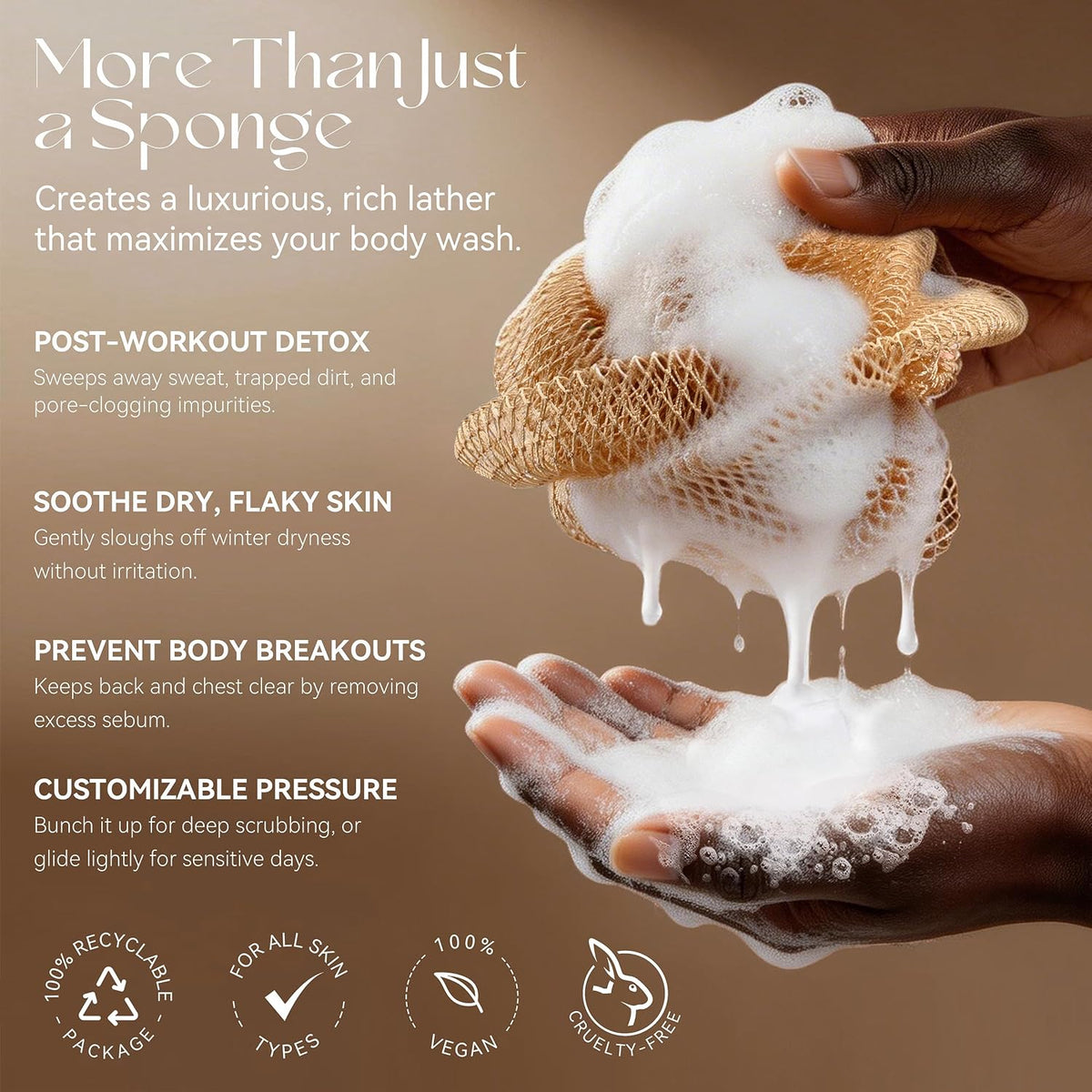 CORATED African Net Sponge Authentic, Shower Loofah Exfoliating Bath Sponge