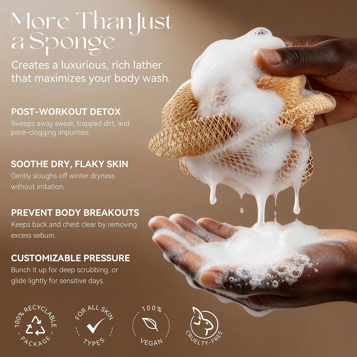 CORATED African Net Sponge Authentic, Shower Loofah Exfoliating Bath Sponge