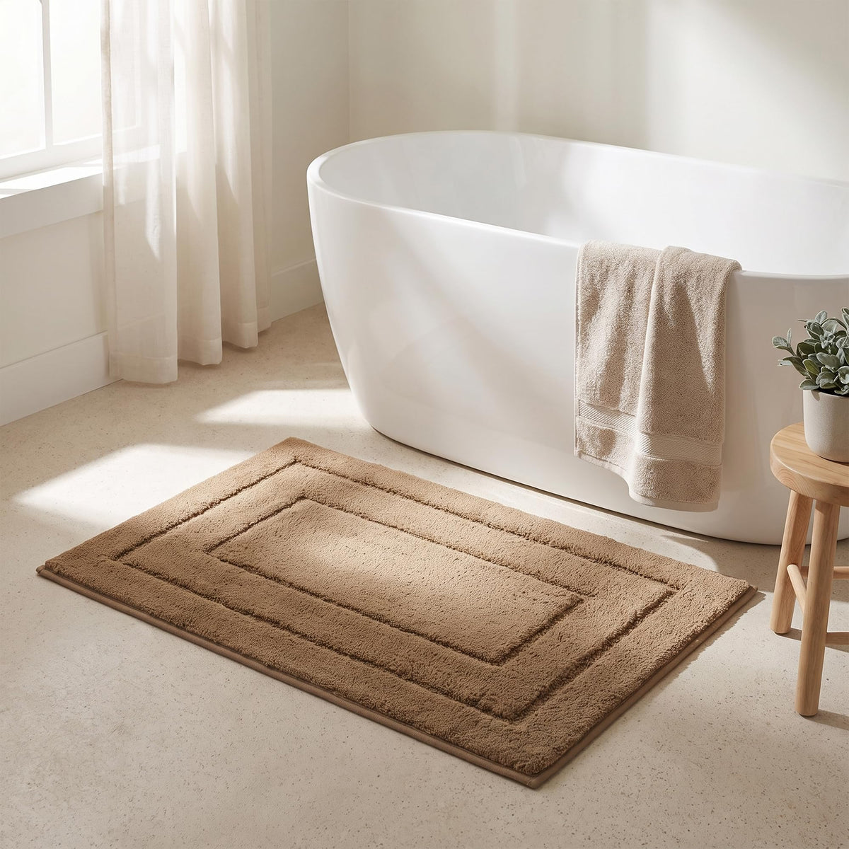 GRANNY SAYS Blue Bathroom Rug 16" x 24", Non-Slip Microfiber Bath Mat