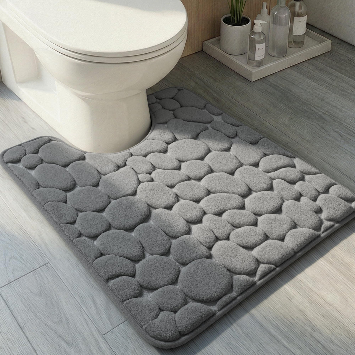YIHOUSE Bathroom Mat Rug, Memory Foam Bath Mat, Non-Slip Bathroom Floor Mats, Cobblestone Bath Mats Absorbent Bath Rugs Washable Quick Dry (17x24,Dark Gray)