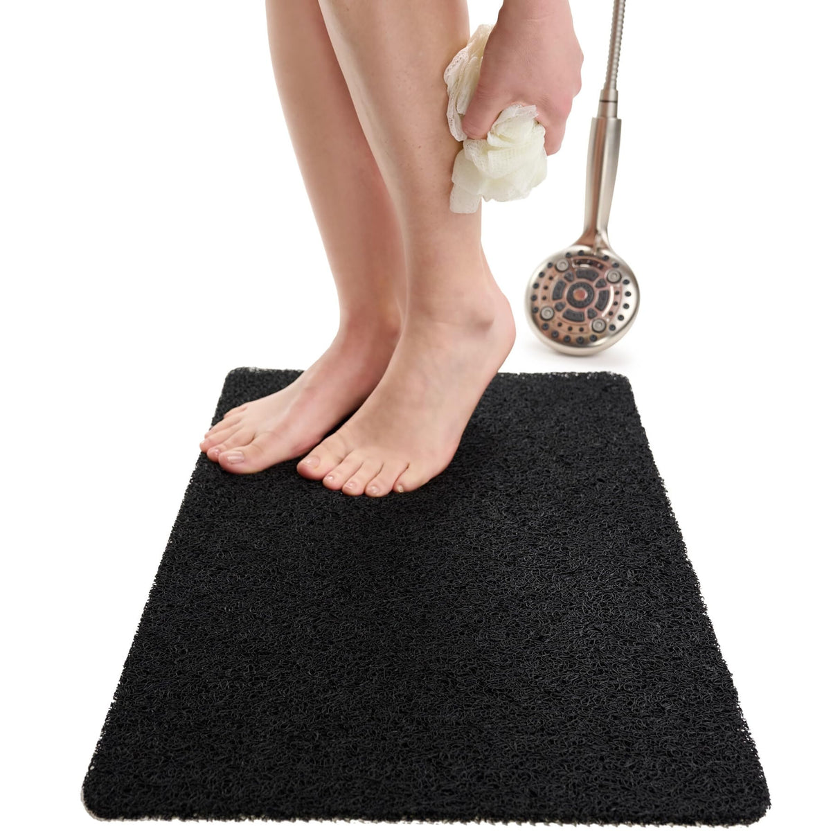 Non Slip Bathtub Mat Shower Mat for Tub - Loofah Bath Mats for Bathroom - 40x16 Bathtub Floor Mat - Textured Anti Slip Bath Mat Without Suction Cups - Secure Mat for Wet Areas (40x16 Pebble Blue)