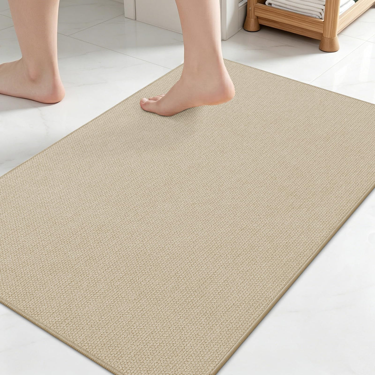 Smiry Ultra Thin Bath Mat 27x17, Non Slip Rubber Washable Bathroom Rugs