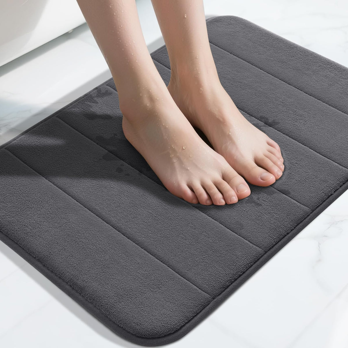 Yimobra Memory Foam Bath Mat, Super Soft Absorbent Bathroom Rug Non Slip 31.5x20 Inch, Quick Dry, Machine Washable Floor Carpet for Tub Shower, Home Decor Accessories, Beige