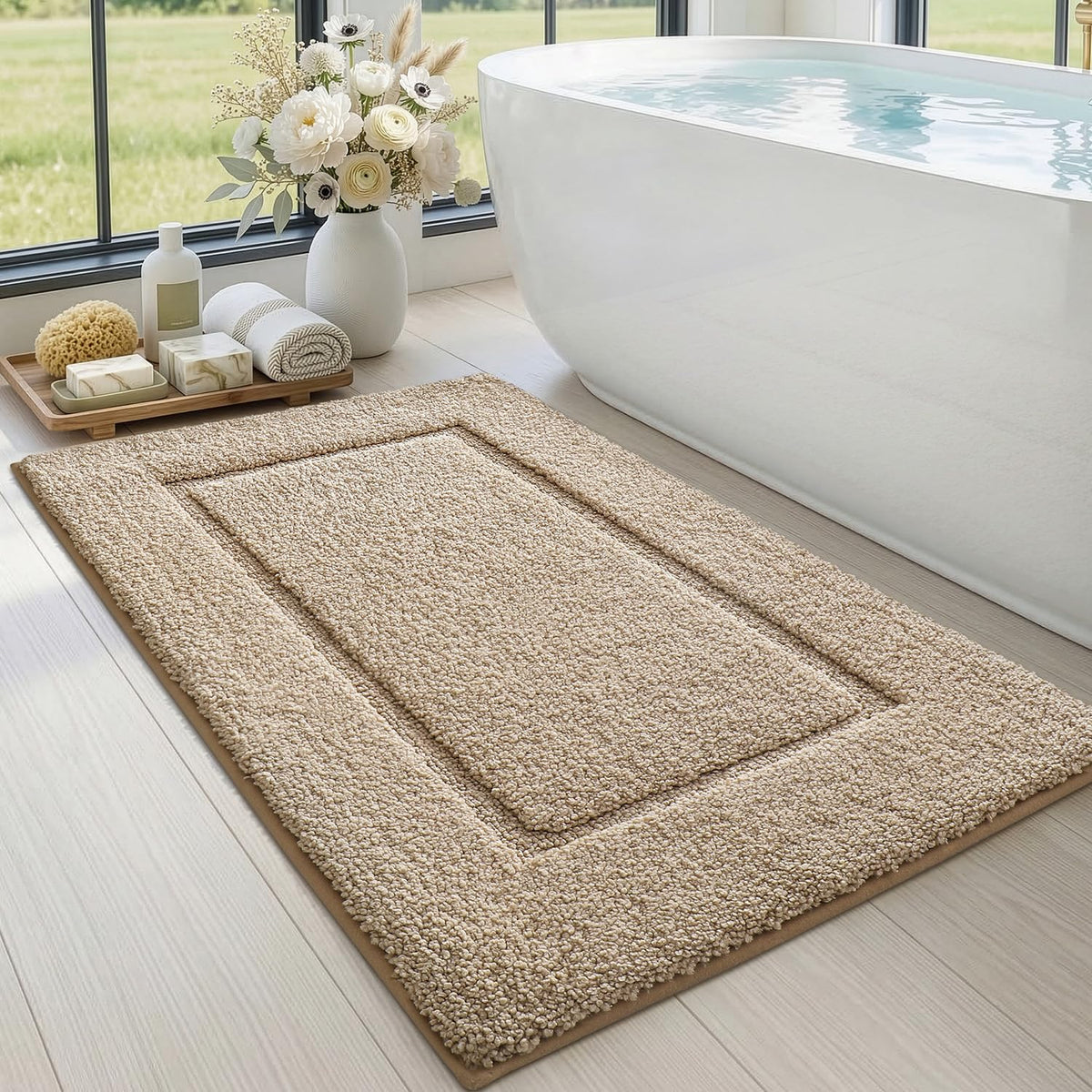 DEXI Bath Mat 24x16, Soft Absorbent Bathroom Rugs Non Slip, White