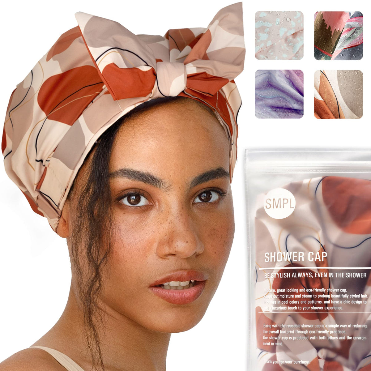 Reusable Shower Cap for Women Reusable Waterproof – Leakproof, Nonslip Hair Cap for Shower Flexiband – Soft, Breathable, Durable Christmas Shower Caps by SMPL OBJECTS (Tropical)