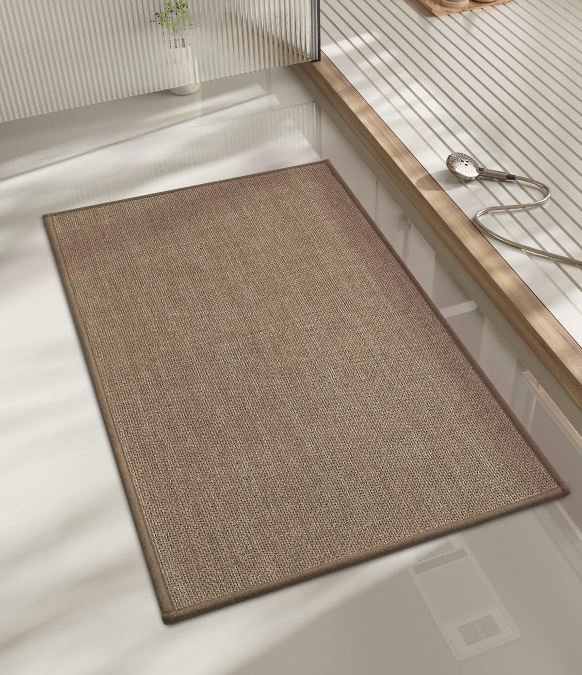 chakme Bathroom Rugs Mat 24x17, Ultra Thin Non Slip Bath Mat Small Quick Dry Absorbent Bath Mat for Bathroom Floor, (Black, 24"x17")