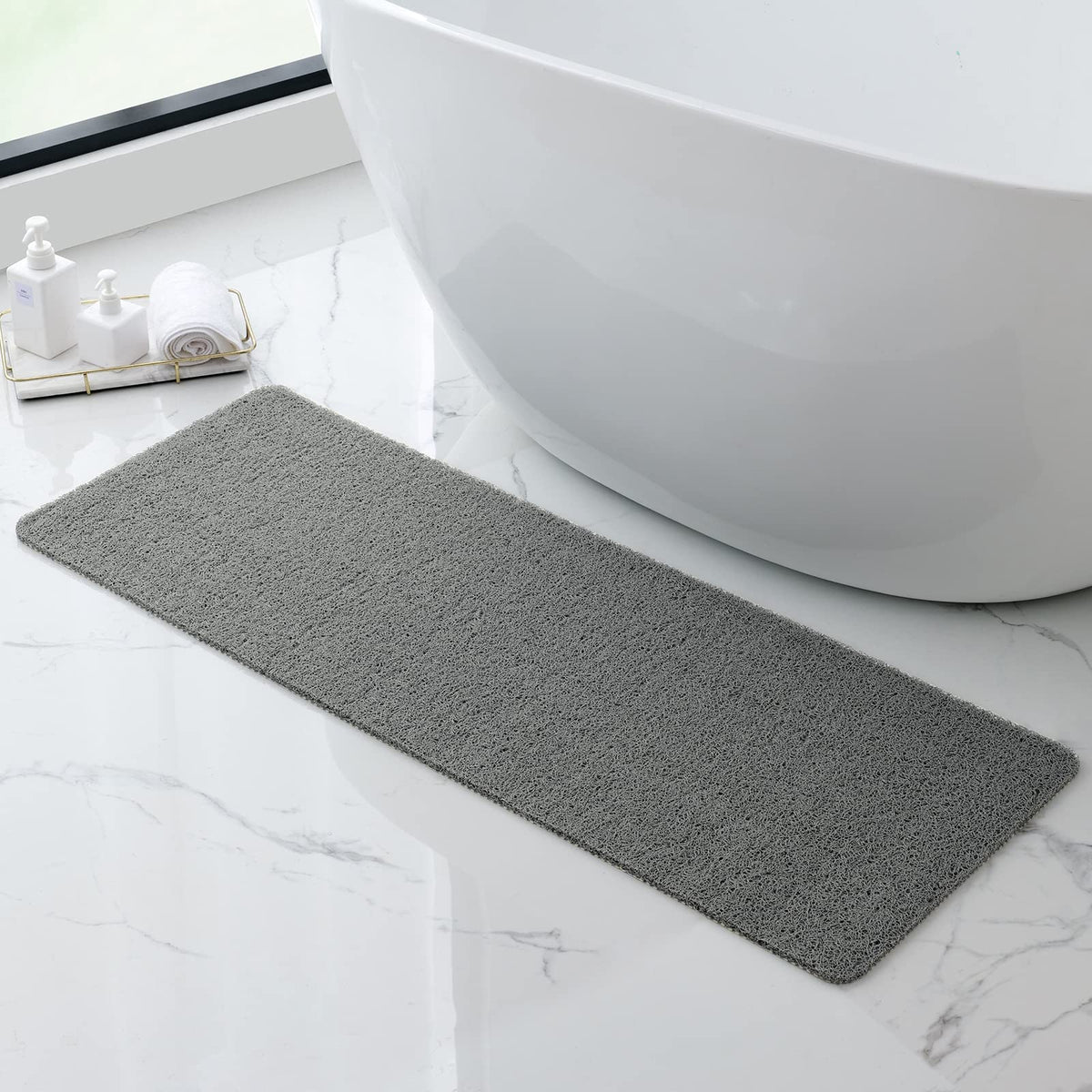 Non-Slip Bathtub Mat, 17x 30 Inch, Shower Mats for Bath Tub, PVC Loofah Bathroom Mats for Wet Areas, Quick Drying