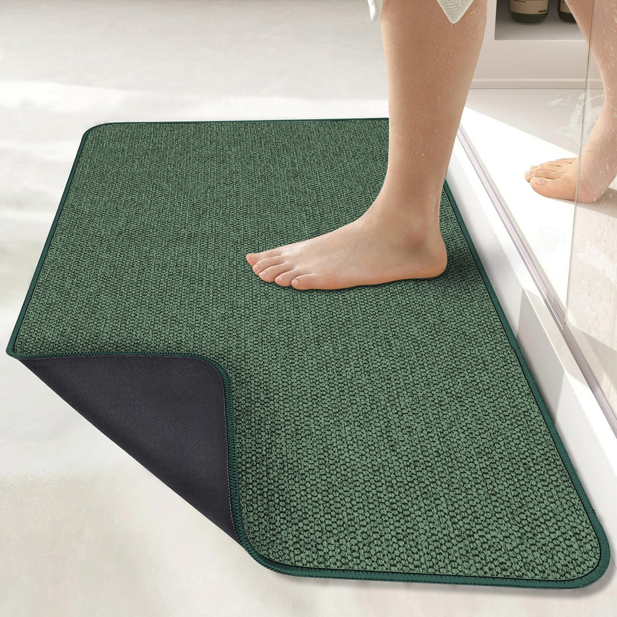 Bath Mat,Ultra Thin Bathroom Rugs,Rubber Bath Mats for Bathroom,No Slip Bath Rugs,Quick Dry,Machine Washable,Low Pile,Absorbent,Shower Outside,Sink,Home Decor Accessories.Blue,1'5"x2'3"(17x27inch)