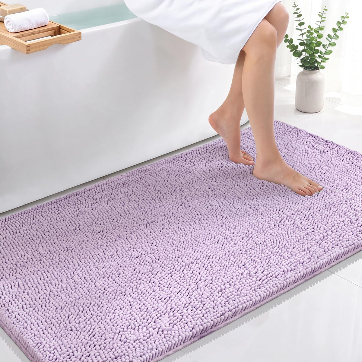 Bcoimo Small Bath Rug Mat,Chenille Extra Soft Navy Bathroom Mats for Floor