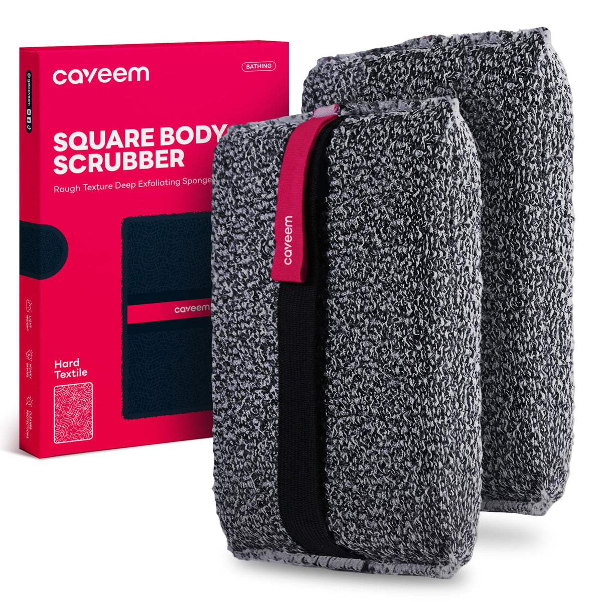 Caveem Exfoliating Body Scrubber, Rough Exfoliation Body Exfoliator Sponge for Remove Dead Skin, Body Exfoliating Sponges, Bath and Body Exfoliate Buffer, Mens and Womens Sponge for Shower (2 Pack)