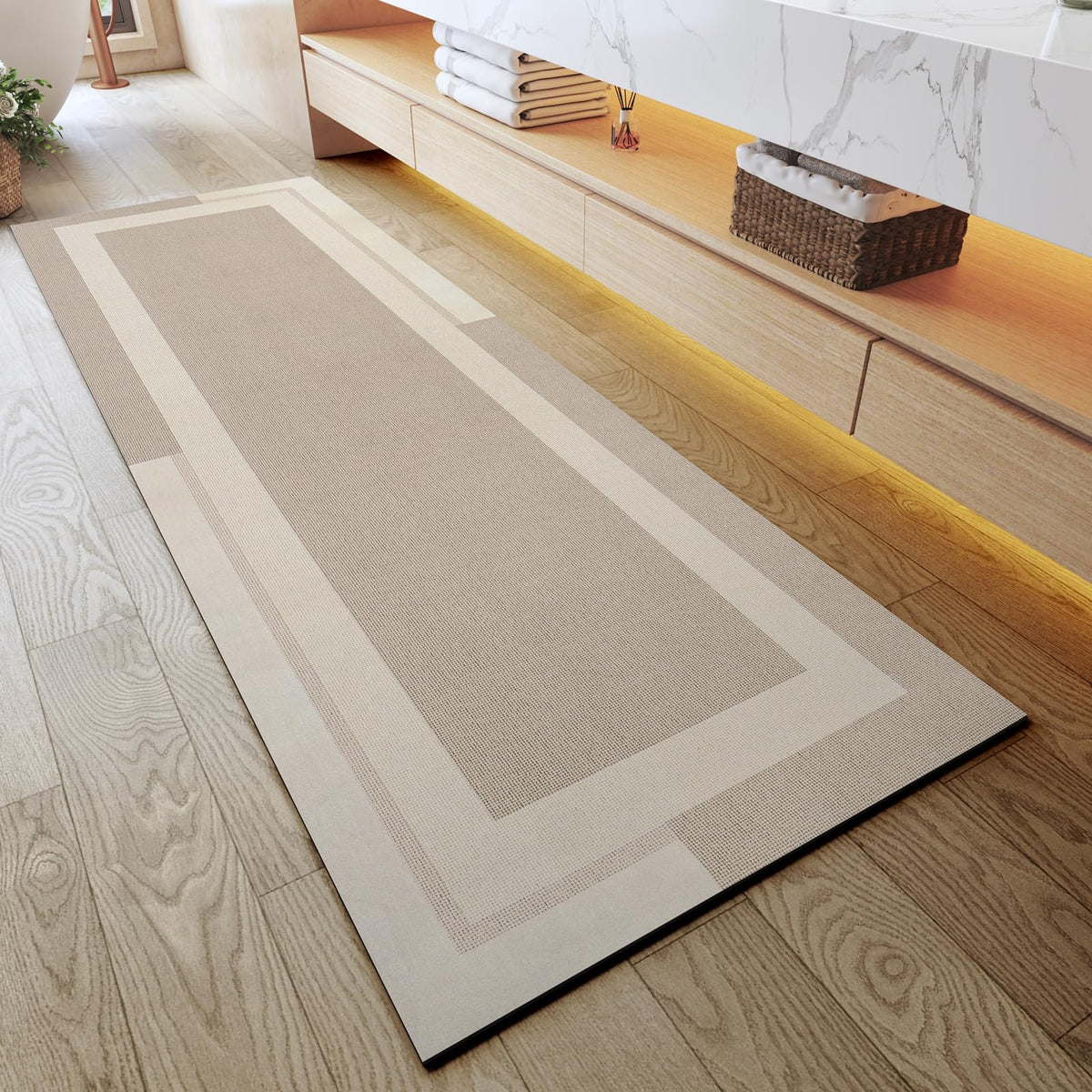 YDKGL Non Slip Bath Mat Thin Bathroom Rugs Fit Under Door Grey 16"x 24"