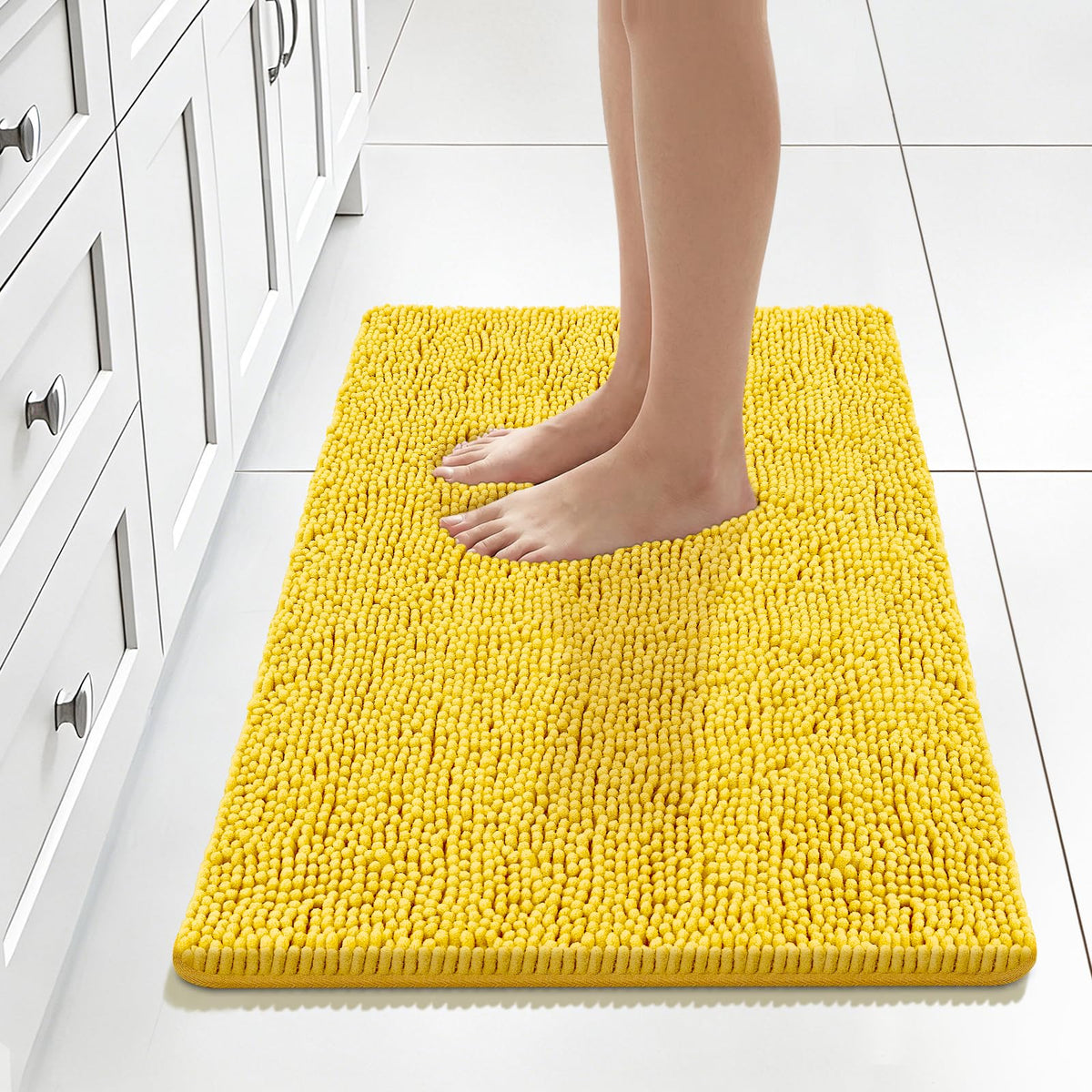 Bcoimo Small Bath Rug Mat,Chenille Extra Soft Navy Bathroom Mats for Floor