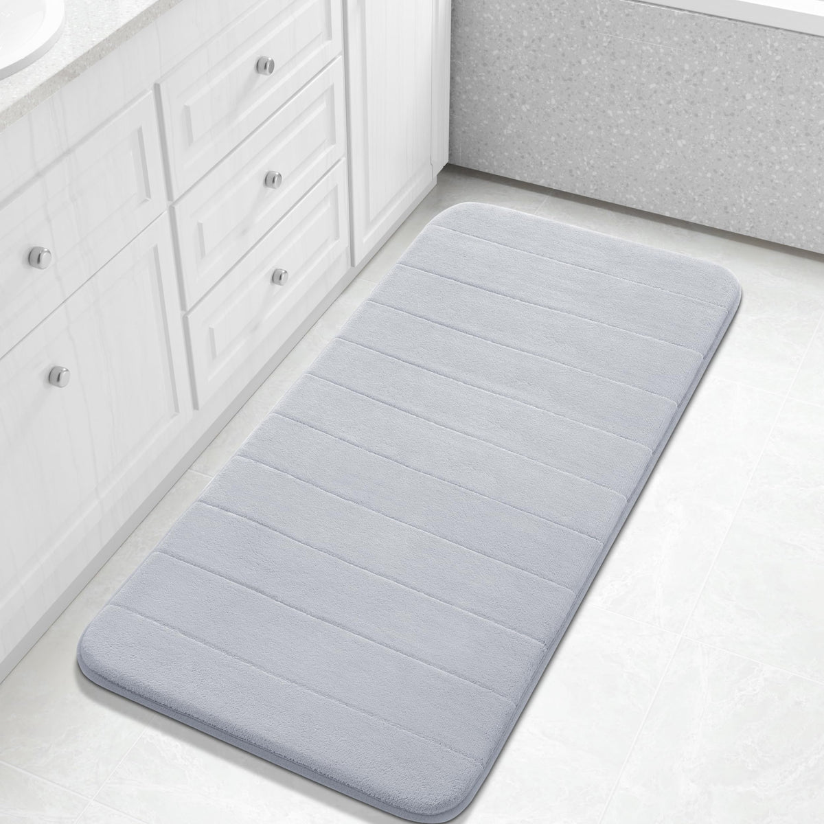 Yimobra Memory Foam Bath Mat, Super Soft Absorbent Bathroom Rug Non Slip 31.5x20 Inch, Quick Dry, Machine Washable Floor Carpet for Tub Shower, Home Decor Accessories, Beige
