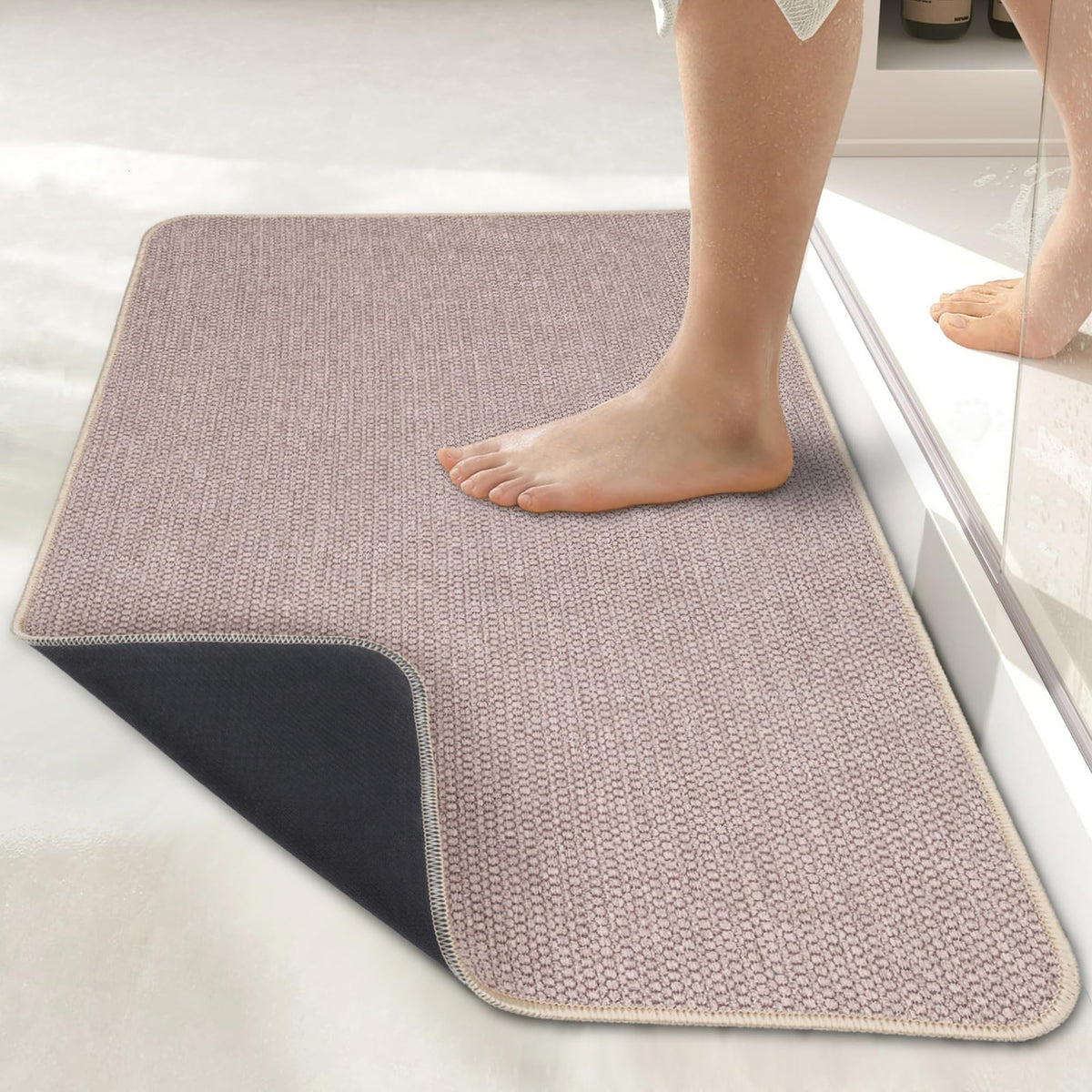 Bath Mat,Ultra Thin Bathroom Rugs,Rubber Bath Mats for Bathroom,No Slip Bath Rugs,Quick Dry,Machine Washable,Low Pile,Absorbent,Shower Outside,Sink,Home Decor Accessories.Blue,1'5"x2'3"(17x27inch)
