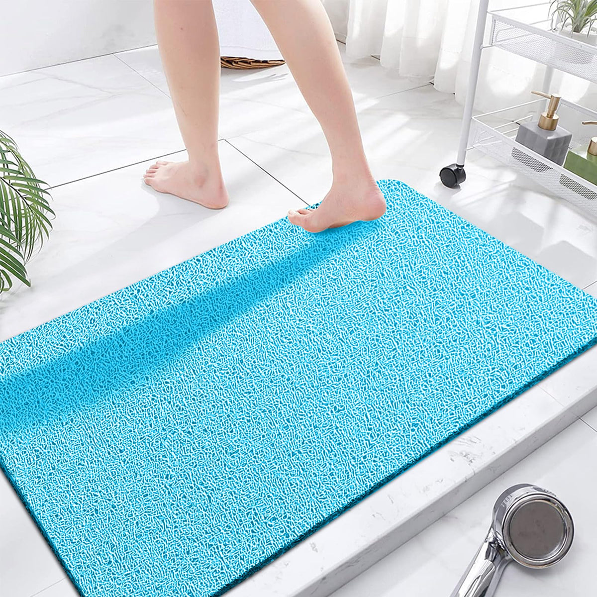 godehone Shower Mats Non Slip Without Suction Cups, PVC Loofah Bathroom Mats, Loofah Mats for Shower and Bathroom, Quick Drying, 15.7× 36 Inch, Beige