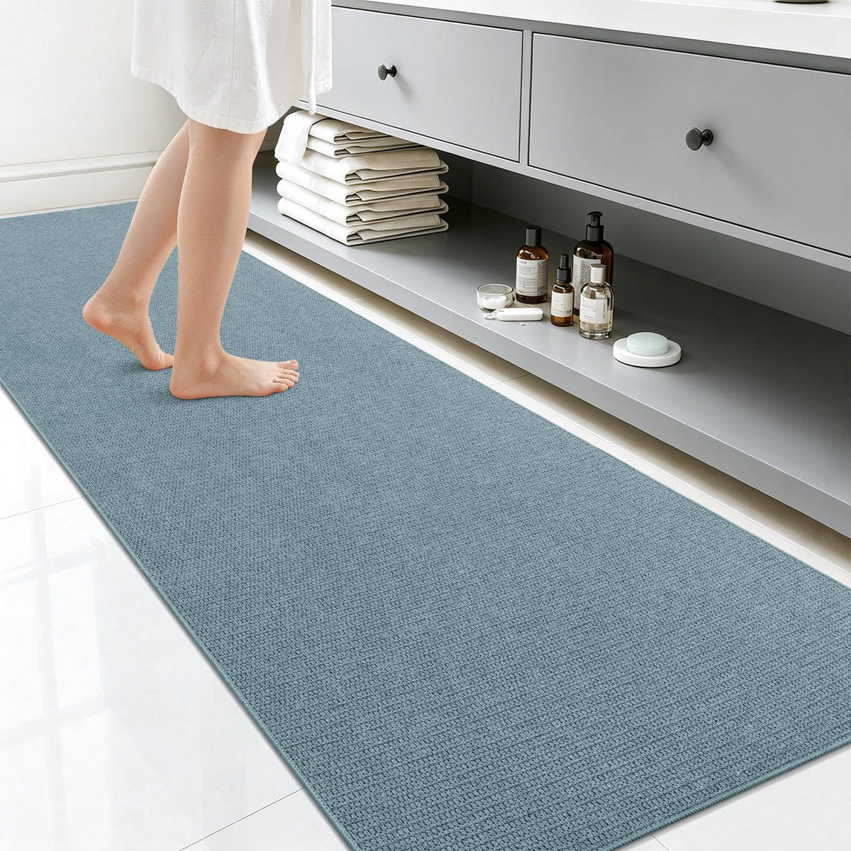 Smiry Ultra Thin Bath Mat 27x17, Non Slip Rubber Washable Bathroom Rugs