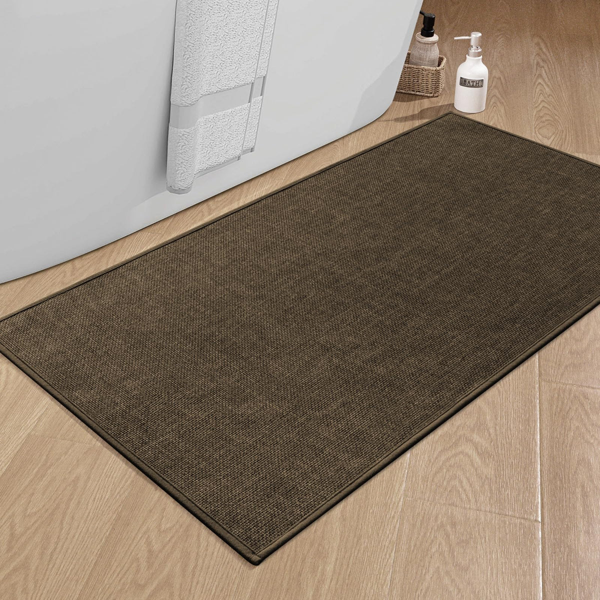 chakme Bathroom Rugs Mat 24x17, Ultra Thin Non Slip Bath Mat Small Quick Dry Absorbent Bath Mat for Bathroom Floor, (Black, 24"x17")