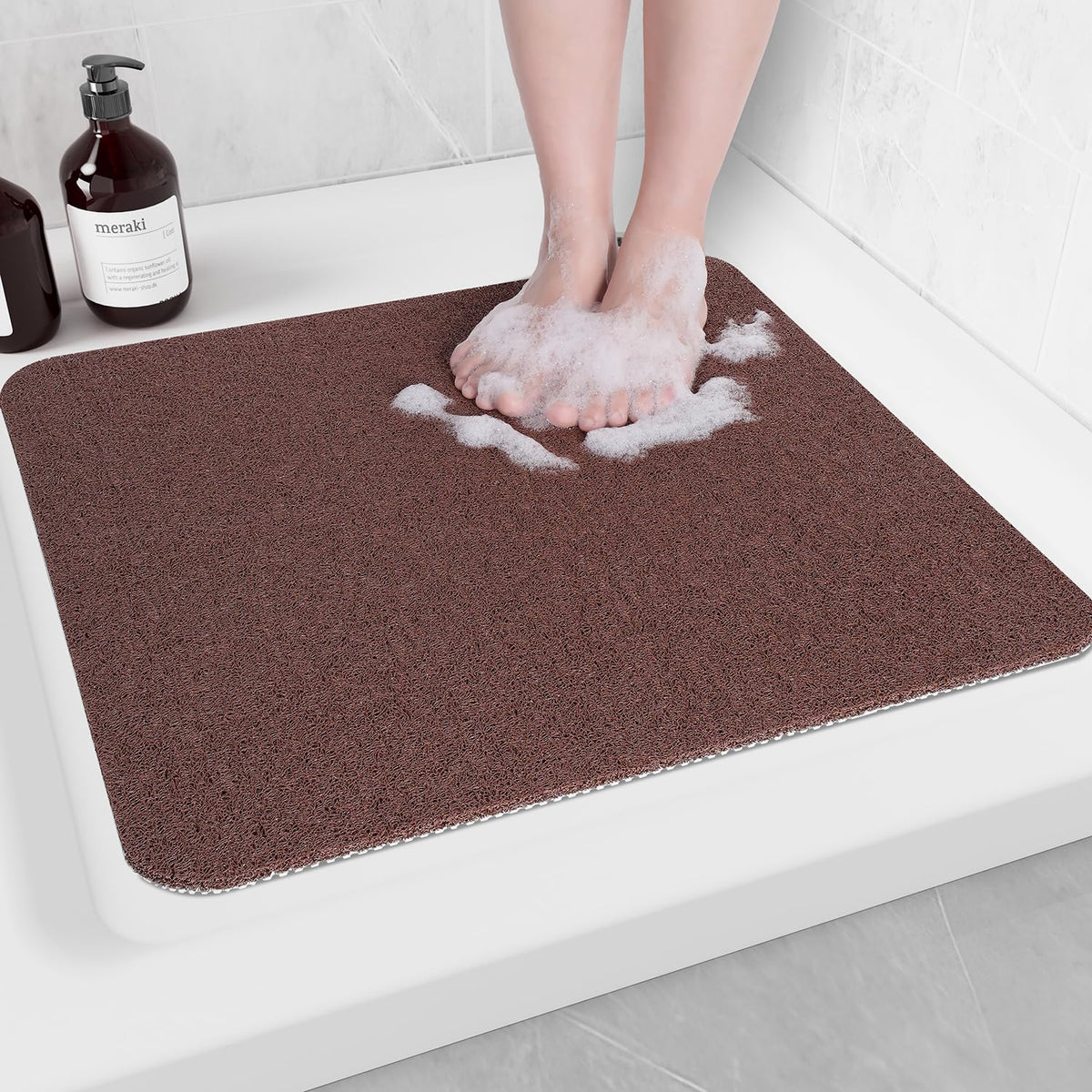 Hargiis Non Slip Bathtub Mat, Anti Slip Shower Mat, Fast Drying Bath Tub Mats, Foot Scrubber Mat, Anti Slip Mat for Tub, Floor, Bathroom, Home, Kitchen, Hotel (Beige 24"x16")